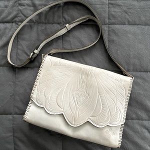Patricia Nash light grey leather crossbody bag